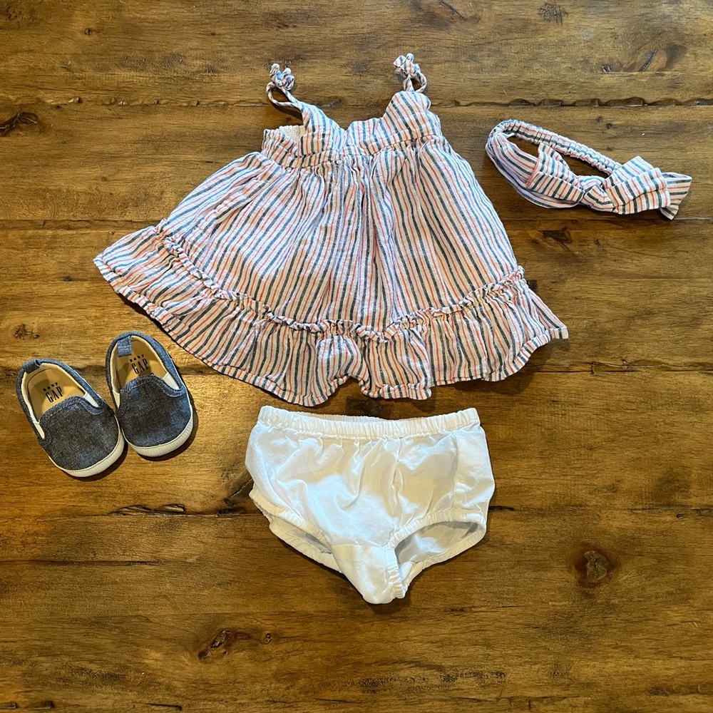 GAP Red White and Blue stripe tunic outfit 0-3m